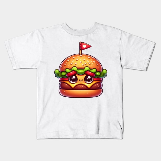 Cute Cheeseburger Kids T-Shirt by Dmytro